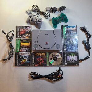 Sony PlayStation PS1 Console Bundle with Games and 2 Controllers TESTED 💯